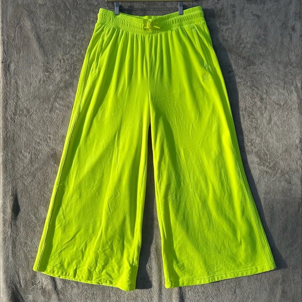 Adidas Jeremy Scott Neon Yellow Wide Leg Lounge track Pants women’s XL